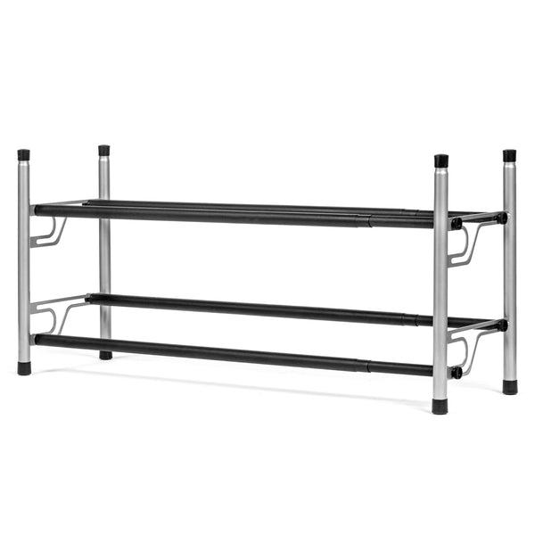 2-Tier Adjustable Expandable Shoe Rack - Large Free-Standing Closet Shelf for Bedroom and Entryway