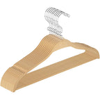 Wooden Suit Hangers with Bowed Contoured Shoulders, Natural Wood Finish