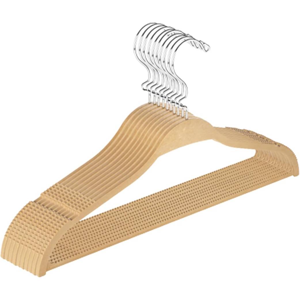 Wooden Suit Hangers with Bowed Contoured Shoulders, Natural Wood Finish