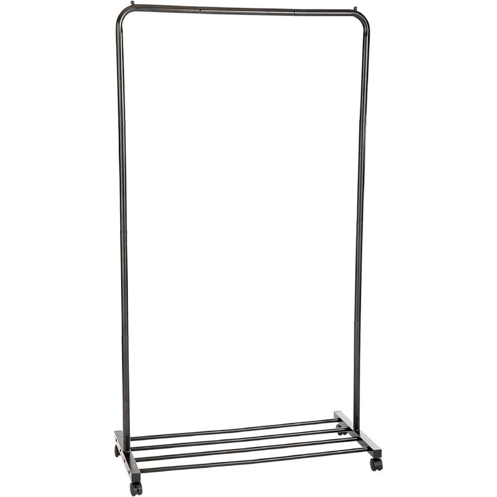 Heavy Duty Rolling Garment Rack with Adjustable 5-Tier Shoe Storage, Black