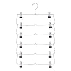 6-Tier Foldable Pants & Skirt Hanger with Adjustable Clips, 6-Pair Chrome Steel