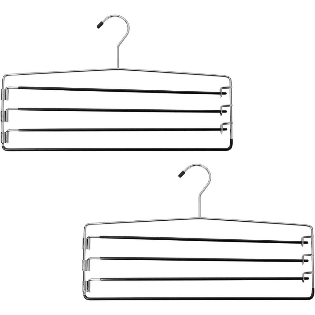 4-Tier Swing Arm Pants Hanger with Removable Foam-Padded Arms, Up to 5 Garments, Chrome