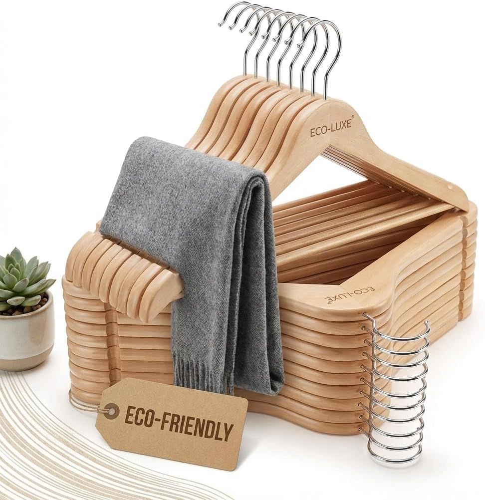 30-Pack Wood-Look Plastic Hangers - view 2