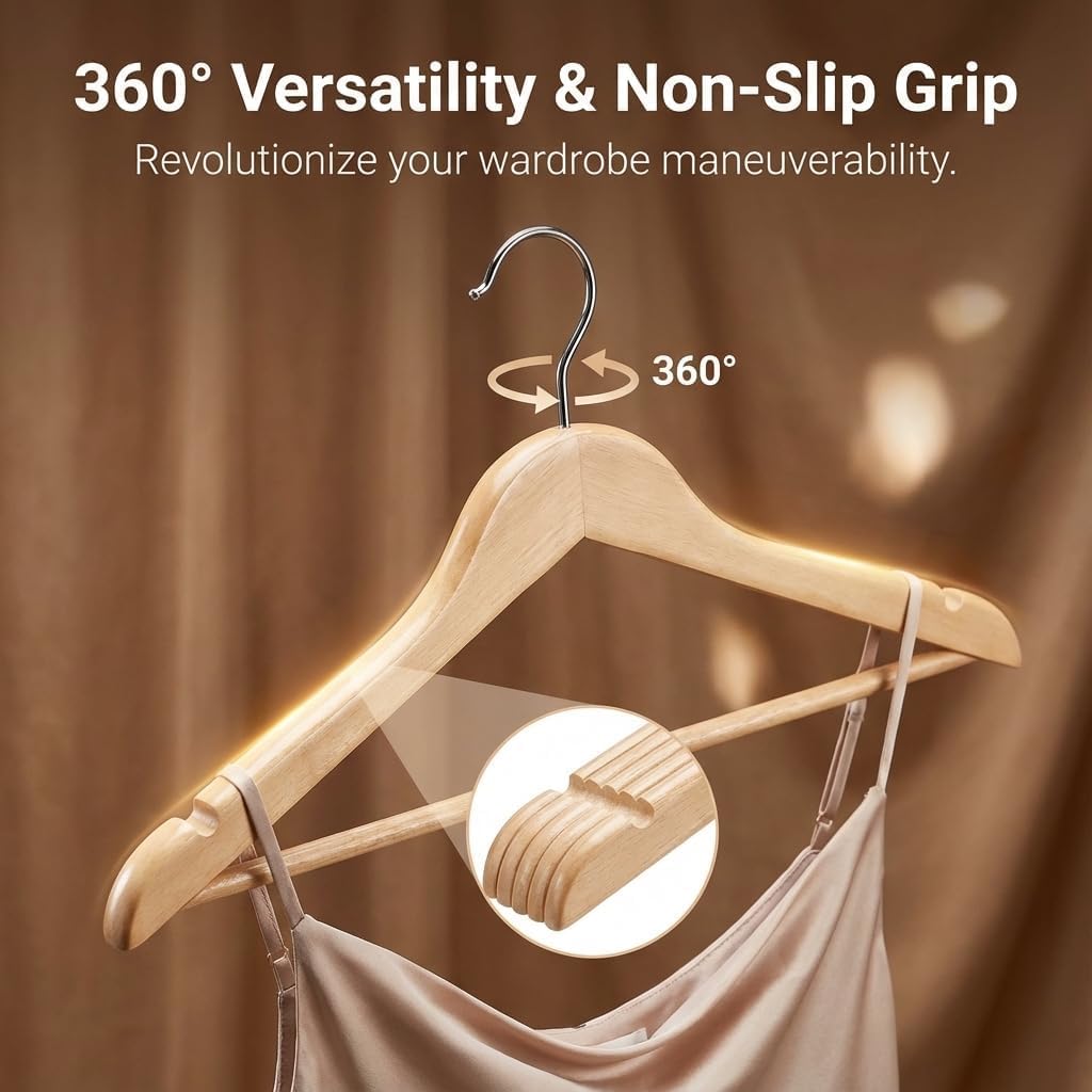 30-Pack Wood-Look Plastic Hangers - view 3
