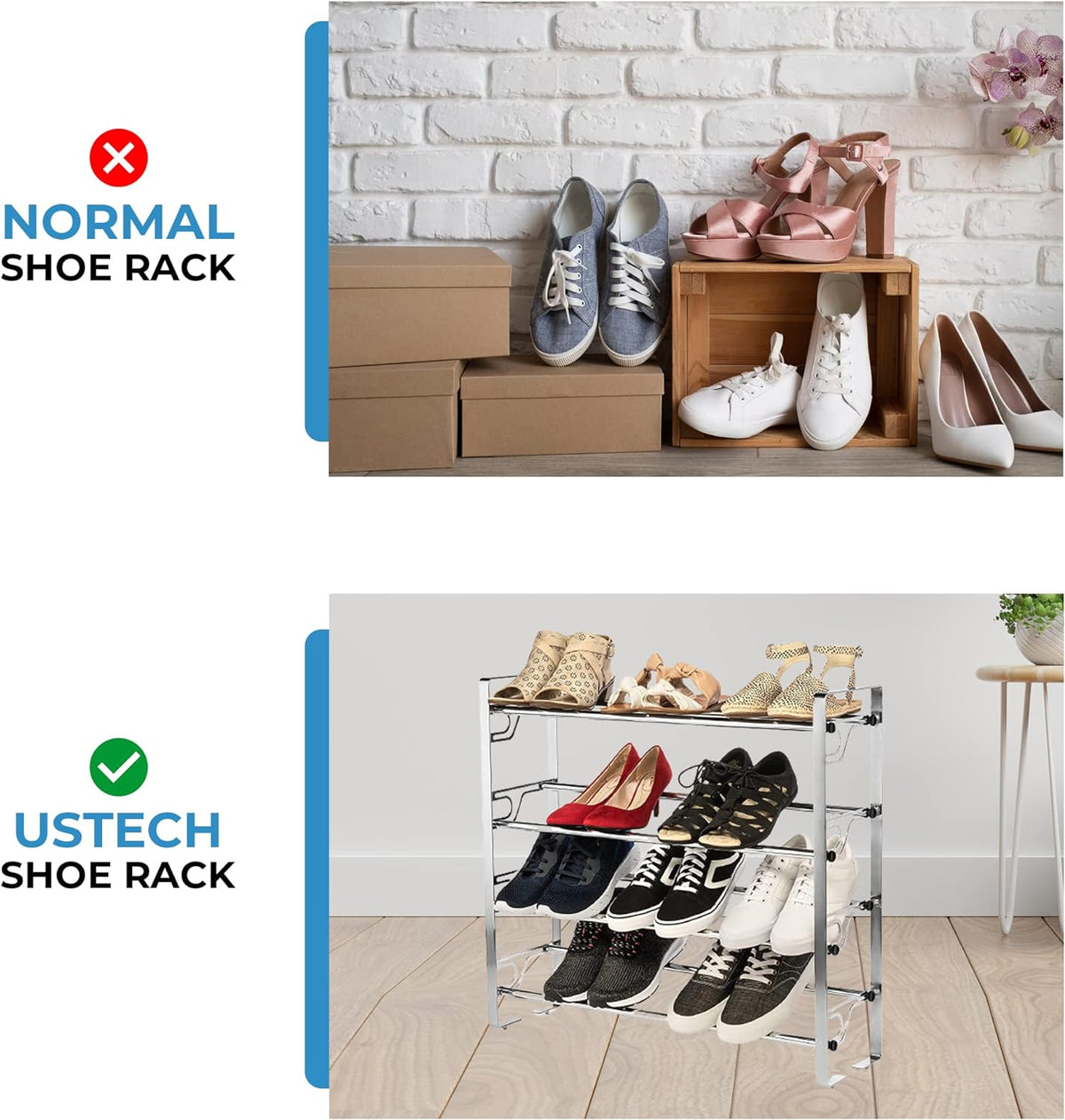 4-Tier Adjustable Expandable Freestanding Shoe Rack - view 4