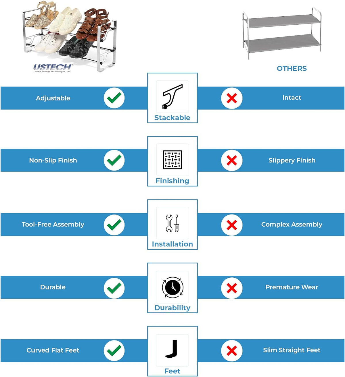 2-Tier Adjustable Freestanding Shoe Rack - view 4