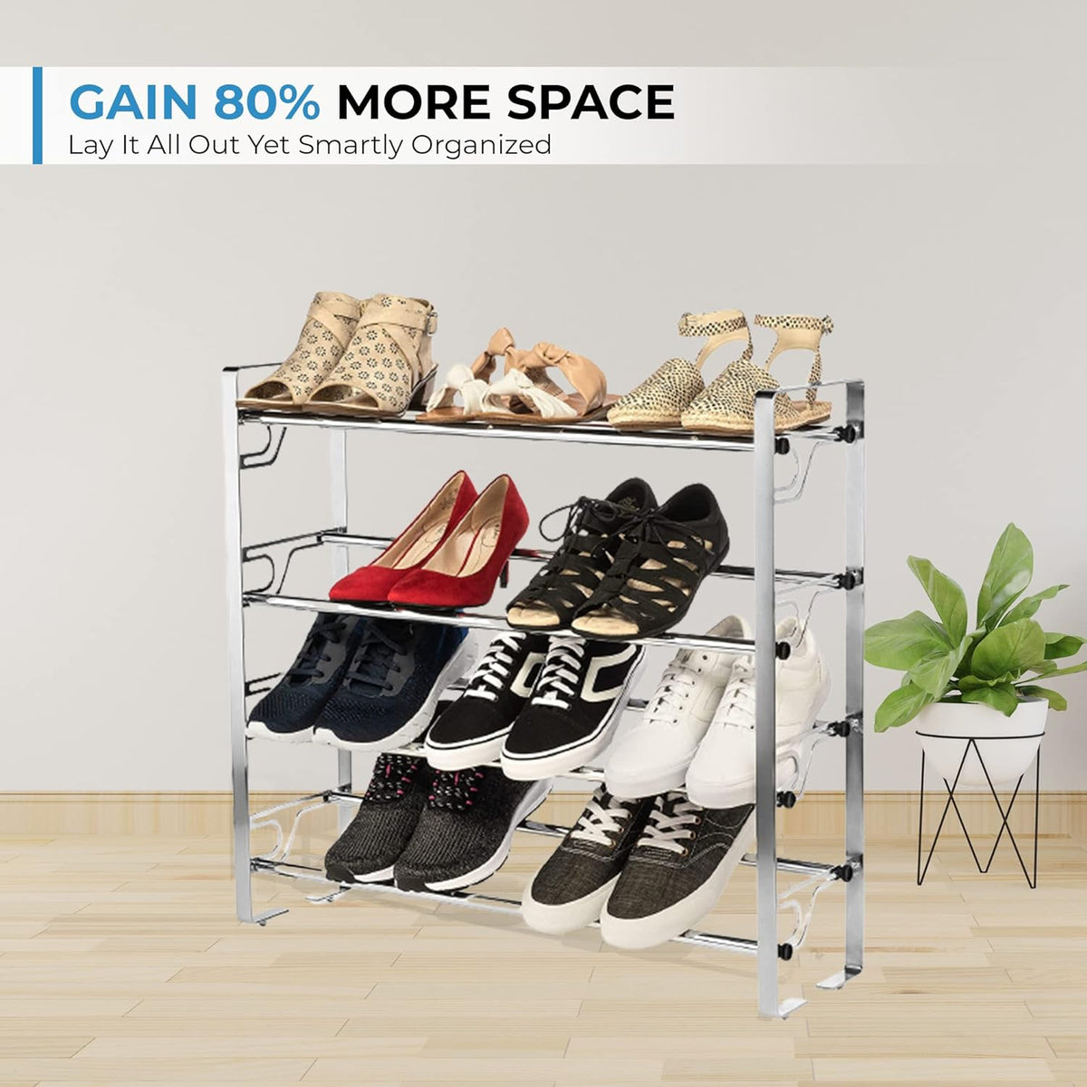 4-Tier Adjustable Expandable Freestanding Shoe Rack - view 2