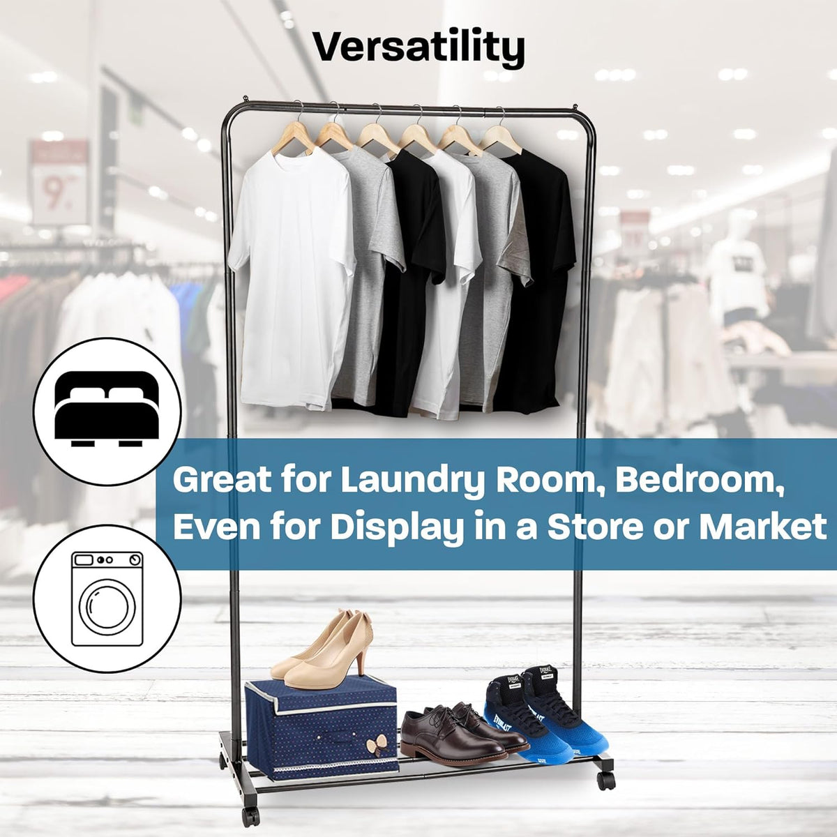 Heavy Duty Rolling Garment Rack - view 7