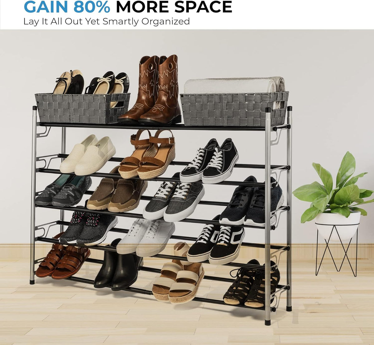 5-Tier Adjustable Freestanding Shoe Rack Organizer - view 2