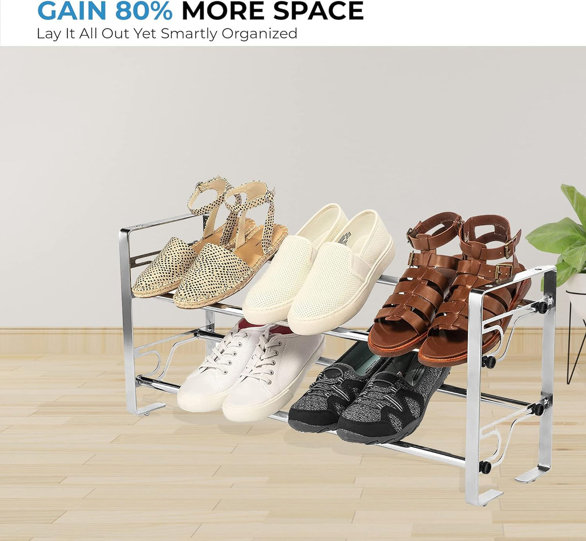 2-Tier Adjustable Freestanding Shoe Rack - view 2
