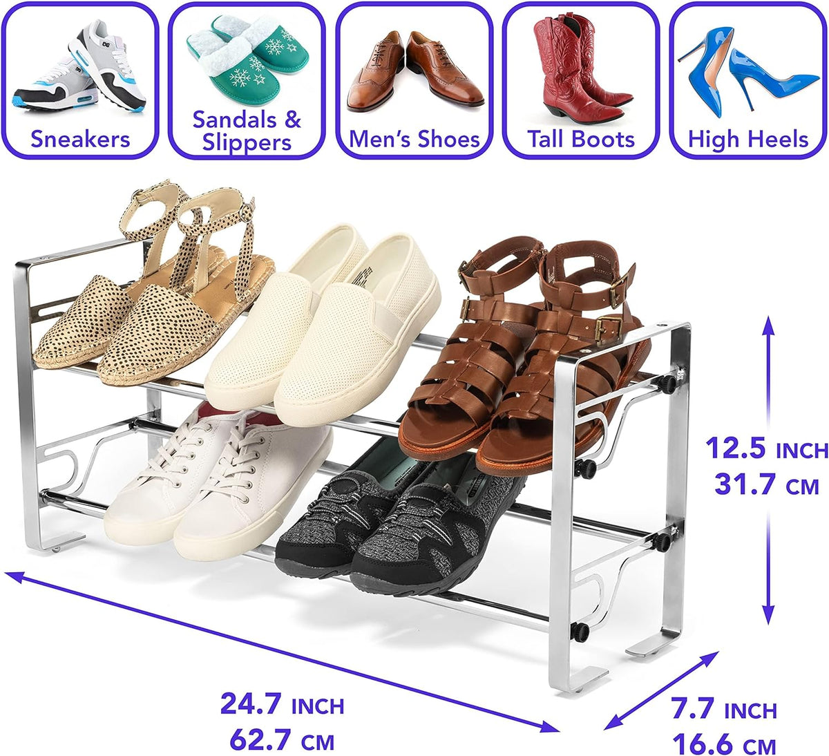 2-Tier Adjustable Freestanding Shoe Rack - view 6