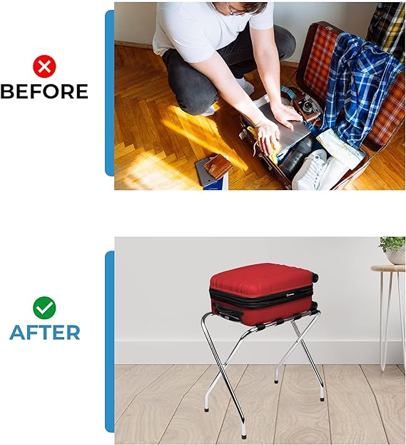 Foldable X-Shape Single-Tier Luggage Rack - view 6