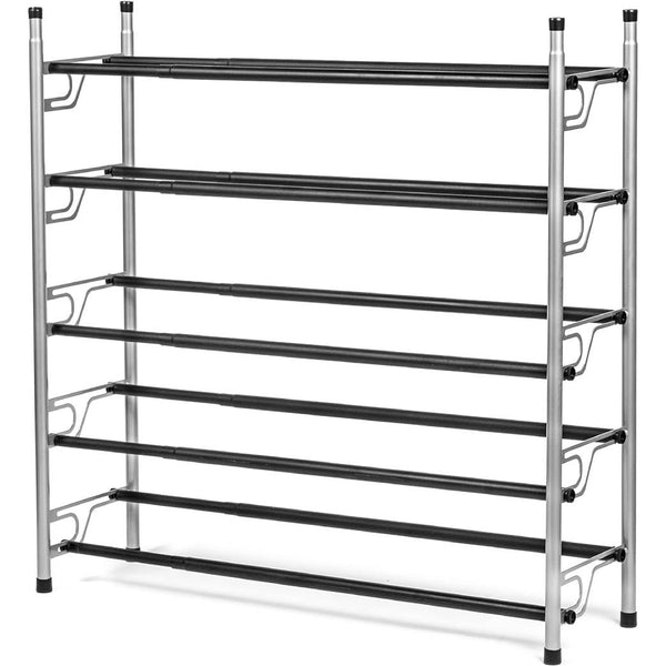 5-Tier DIY Patented Adjustable Shoe Rack Organizer-Free Standing Metal Shoe Rack with Rubber Feet