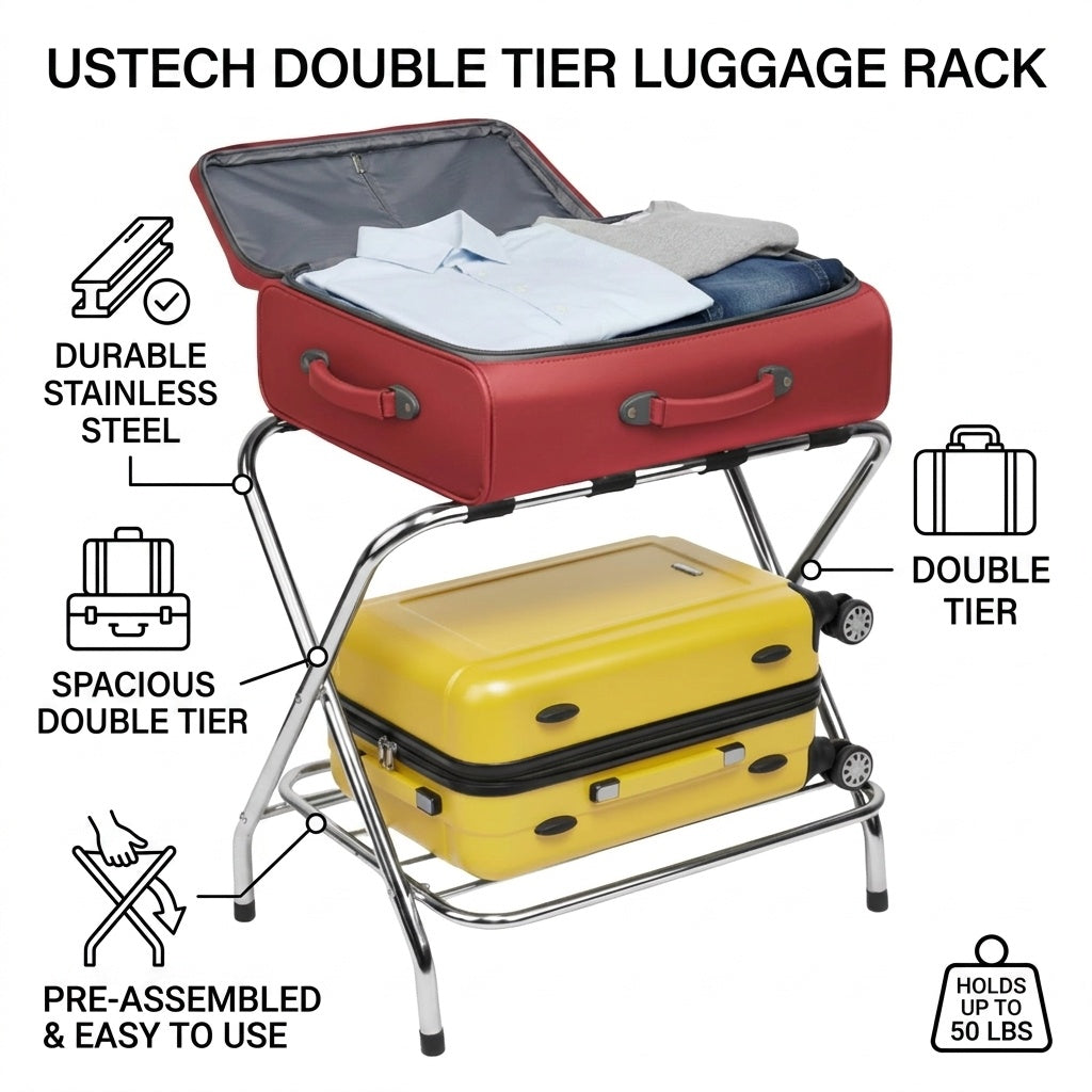 2-Tier X-Shaped Folding Luggage Rack - view 6