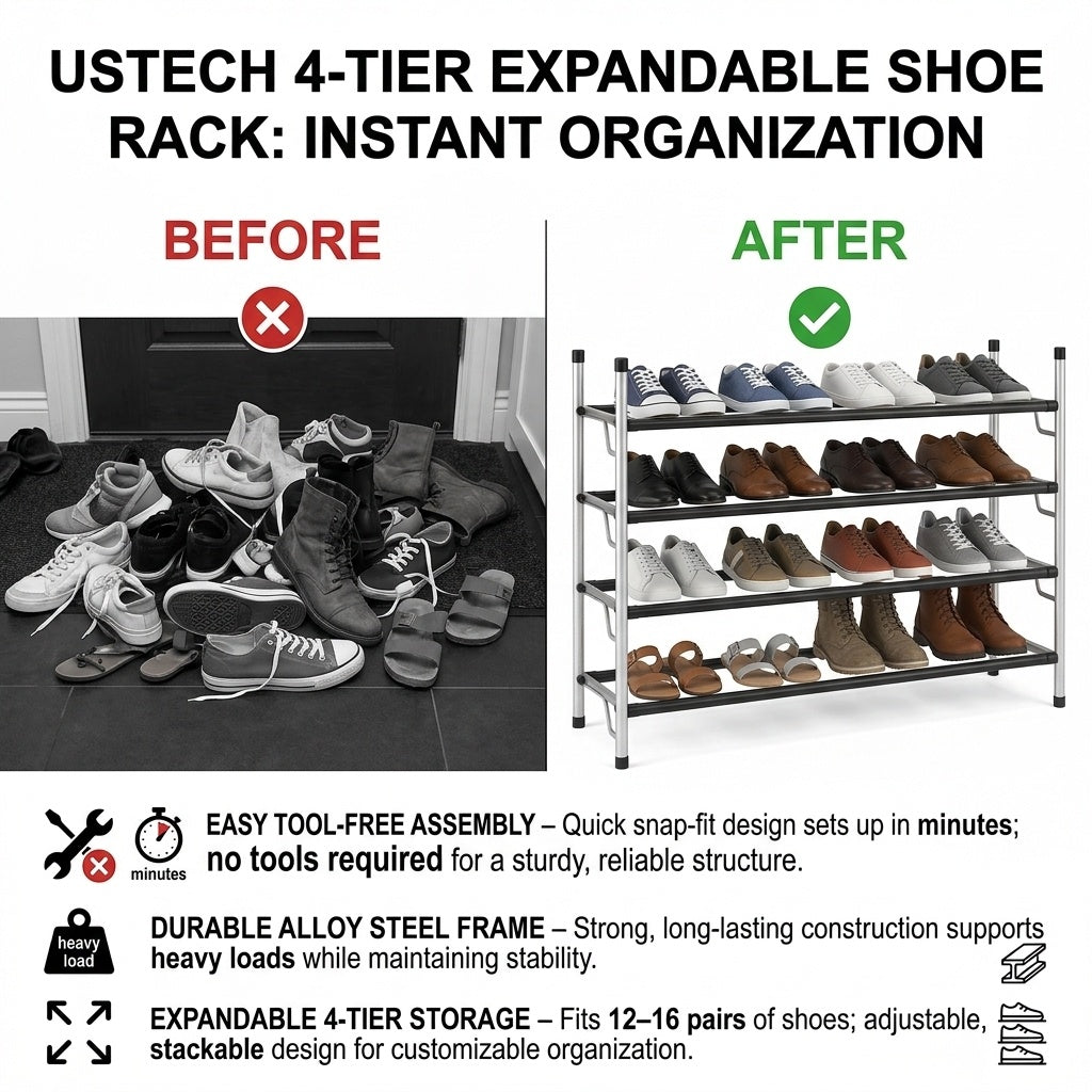 4-Tier Adjustable Shoe Rack - view 4