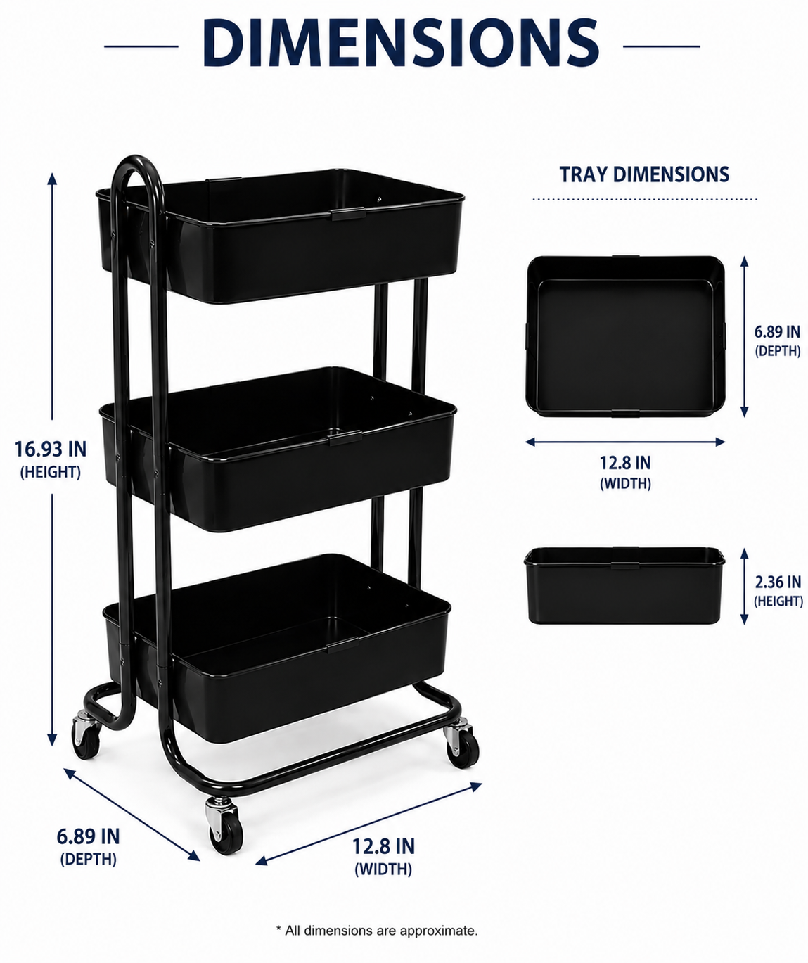 3-Tier Rolling Storage Cart - view 2