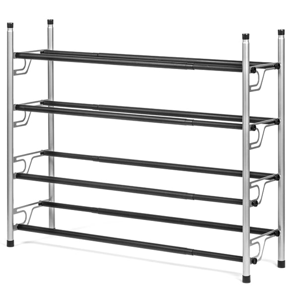 4-Tier Shoe Rack With Slide-n-Adjust-Silver & Black Finish