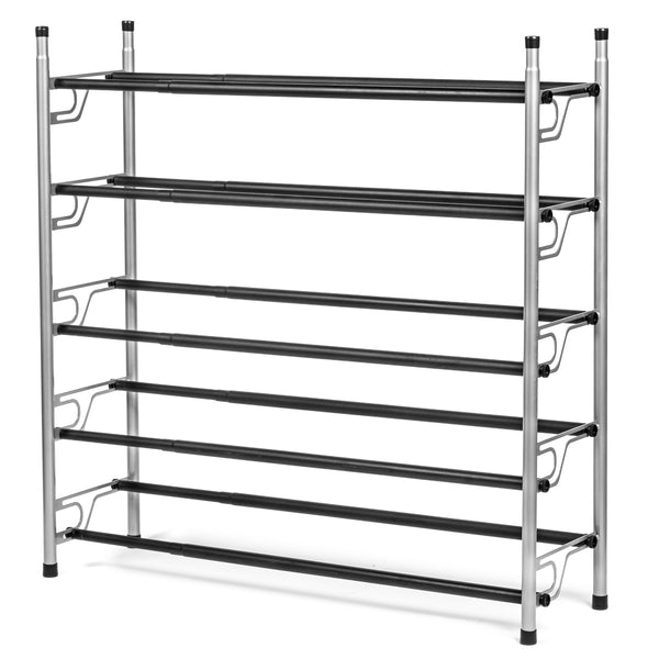 5-Tier Shoe Rack With Slide-n-Adjust-Silver & Black Finish