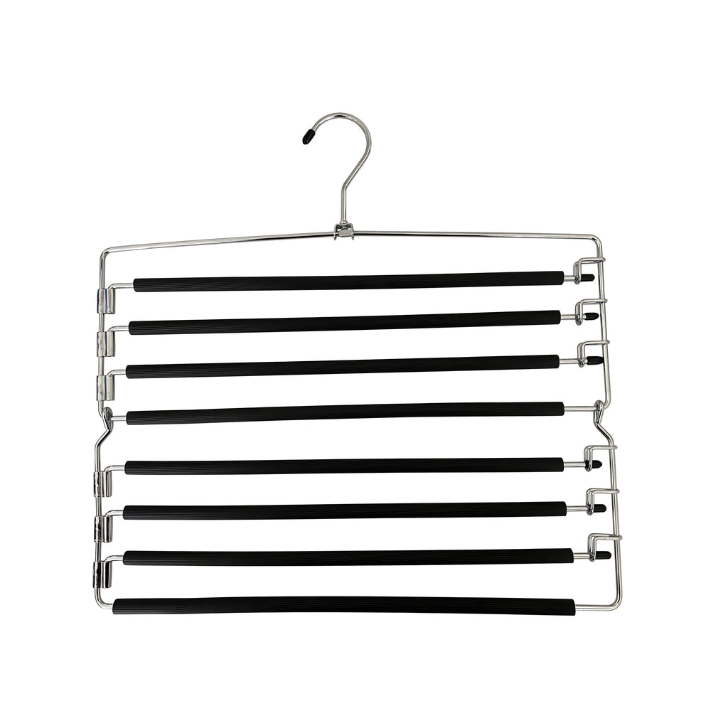 8-Tier Foldable Trouser Hanger, Removable Padded Bars, 8-Pair Capacity, Chrome Finish