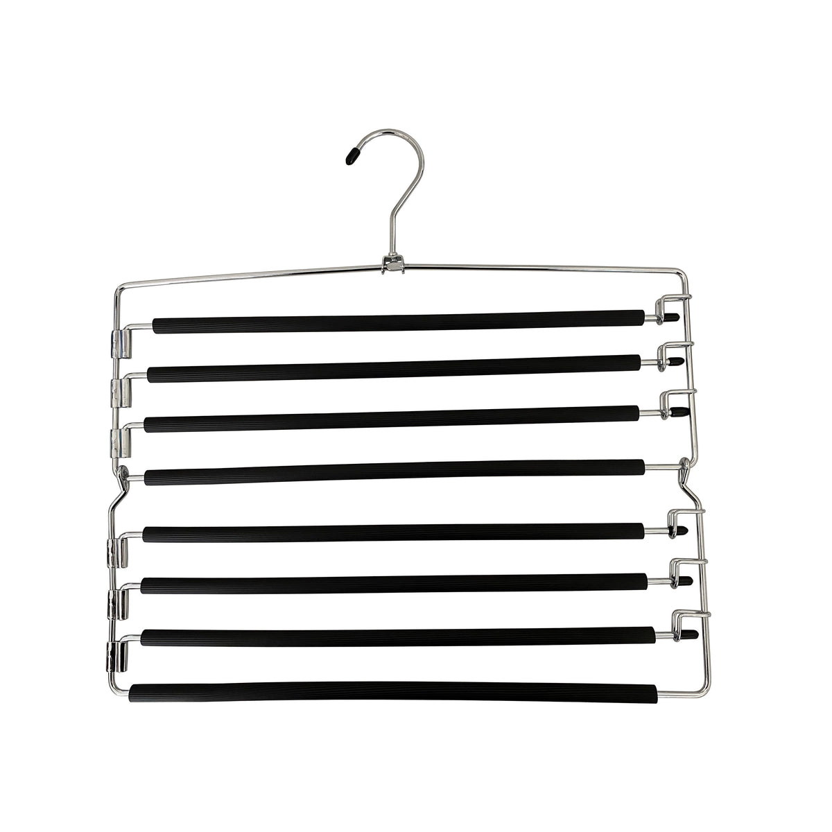 8-Tier Foldable Trouser Hanger, Removable Padded Bars, 8-Pair Capacity, Chrome Finish