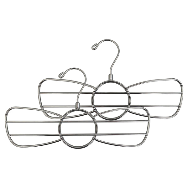 Butterfly Shaped Hangers Chrome Alloy Steel w/ Multi-Tier Bars & Swivel Hook-(Pack of 2)