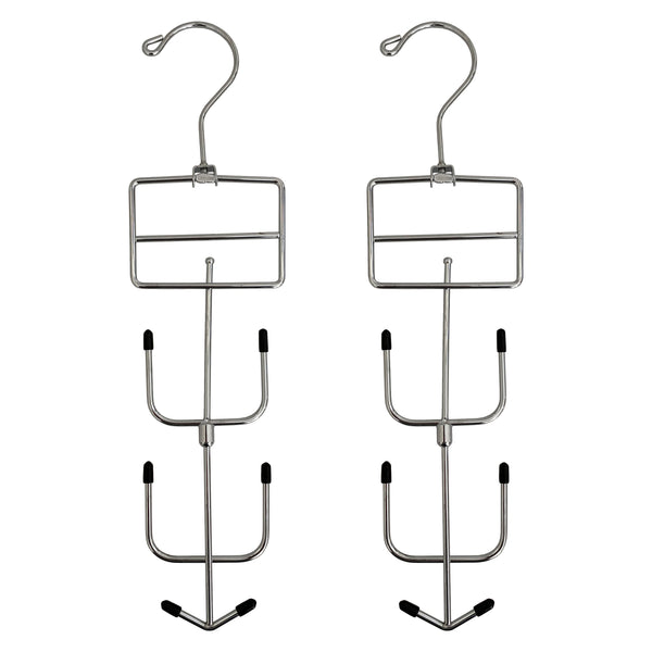 Multi-Tier Alloy Steel Hangers with Chrome Finish, Folding, and Spinner Hook-(Pack of 2)