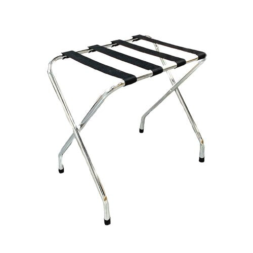 X Shaped Chrome Finish High-Quality Steel Luggage Rack with Nylon Straps and Rubber Feet