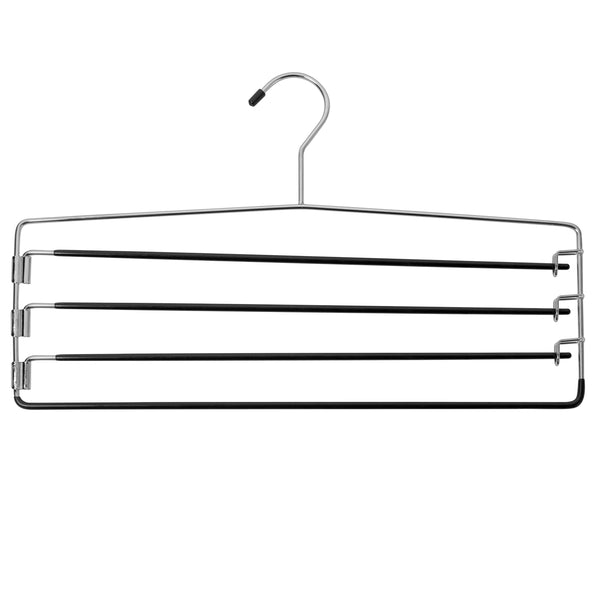 4 Tier Folding Hangers with Non-Slip Padded Bars-Chrome Steel