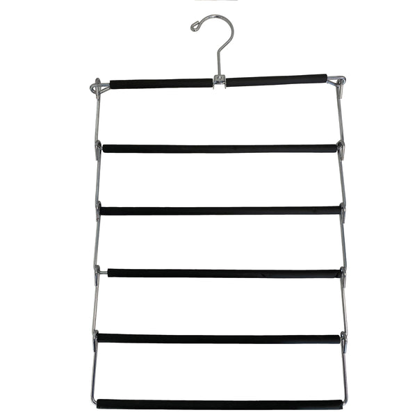 5 Tier Folding Hangers with Non-Slip Padded Bars-Chrome Steel