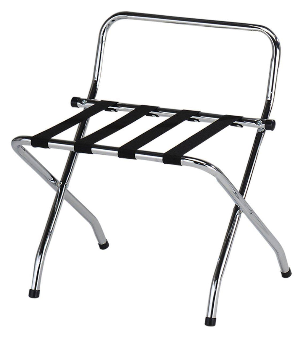 High-Back Luggage Rack, Lightweight Fold-Flat Design, Compact Chrome Finish