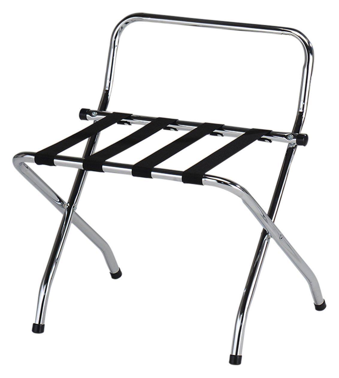 High-Back Luggage Rack, Lightweight Fold-Flat Design, Compact Chrome Finish